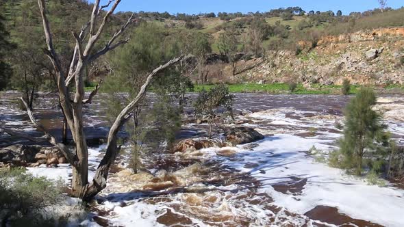 Winter Rains Causing High Water Level At Bells Rapids Perth Swan River