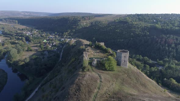 Aerial of Skala-Podilsky Castle and its surroundings