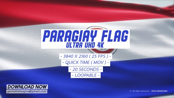 Paraguay Flag - Ultra UHD 4K Loopable