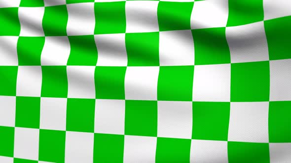 Auto Racing Green White Checkered Flag 4K
