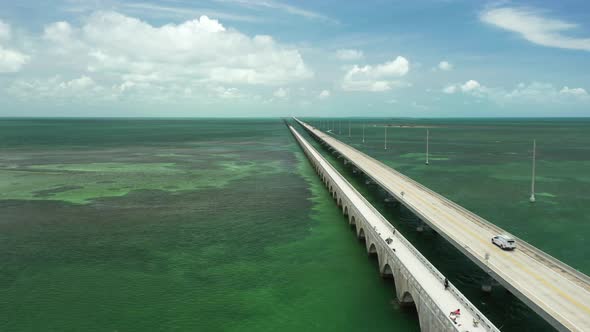 Seven Mile Bridge Florida Keys drone footage