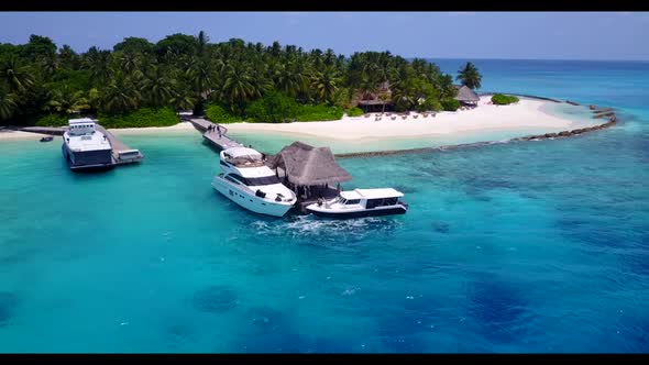 Aerial drone view landscape of paradise sea view beach adventure by blue sea and bright sand backgro