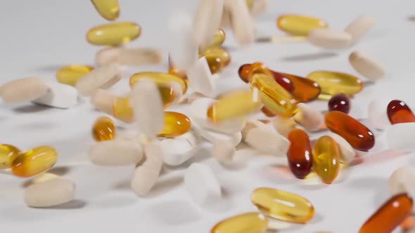 Vitamins and supplements fall in slow motion