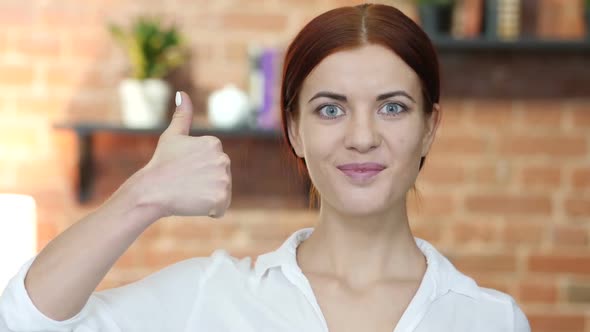 Thumbs Up By Woman, Indoor