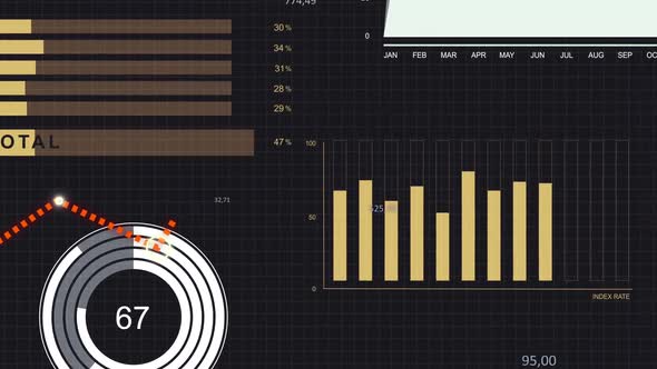 Growth Charts of the Financial Bonds on Animation Infographic of Stock Market alt