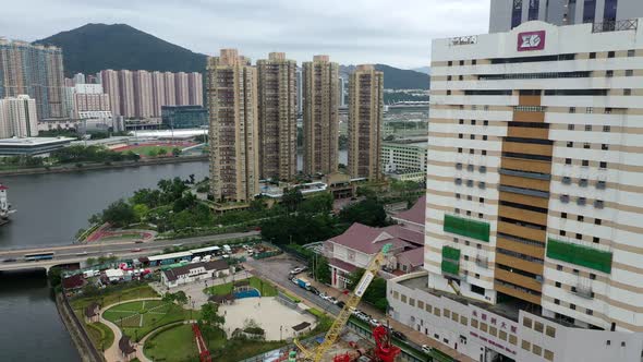 Top down view of Hong Kong urban city