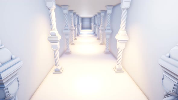 Empty Corridor With Columns Palace 4K 06