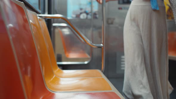 Young passenger in the train, close-up