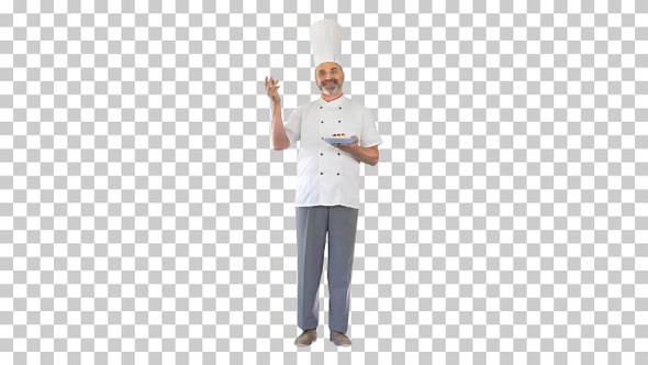 Bearded male chef cook making delicious, Alpha Channel