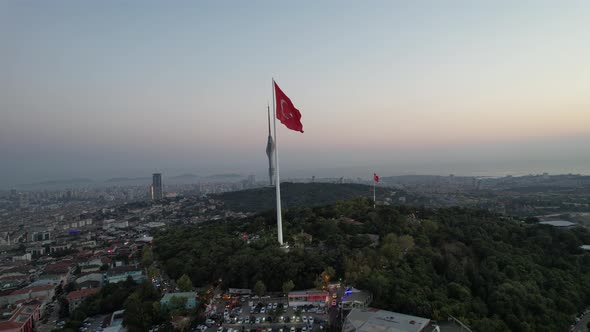 Turkish Flag Istanbul Turkish Flag Aerial View