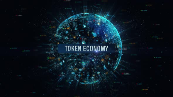Token Economy Business Digital Globe Earth 4K