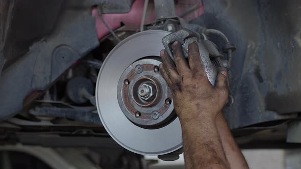 Car Brake Disk Replacement Repair In Workshop