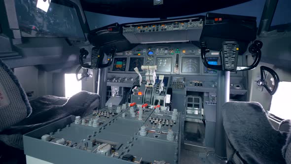 An Empty Cockpit of Airplane