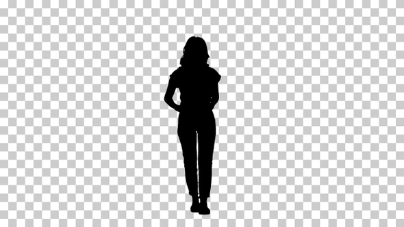 Silhouette woman walking, Alpha Channel