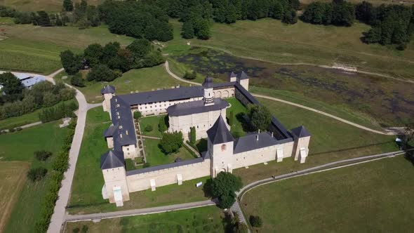 Panoramic Aerial View Of Dragomirna Monastery, Romania