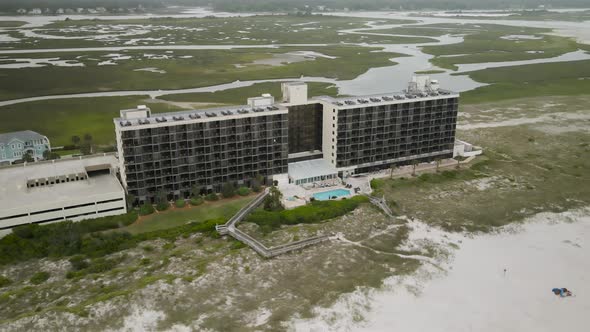 Shell Island Resort beachfront Aerial orbiting left