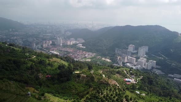 Aerial view highland plantation of Paya Terubong. 