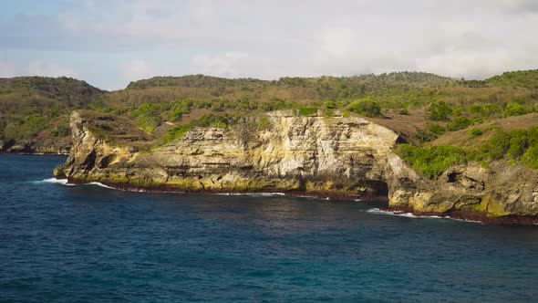 Cliffs Sea and Waves at Nusa Penida Bali Indonesia
