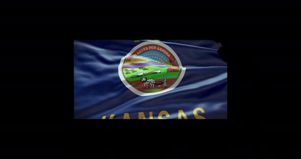 Kansas state flag waving animation background