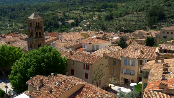 Panoramic View of the Roofs and the Belfry of the Old Town, Moustiers-Sainte-Marie, France