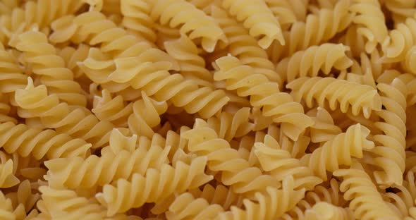 Dry uncooked fusilli close up