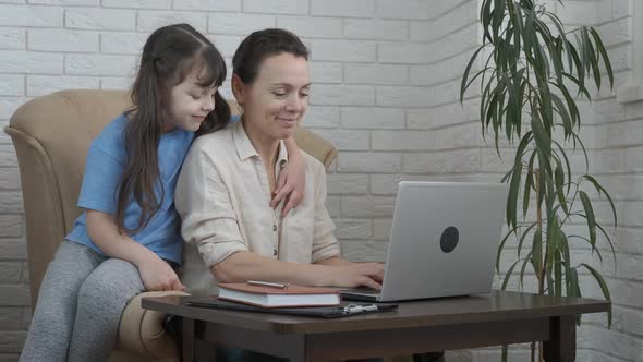 Business work with child at home.