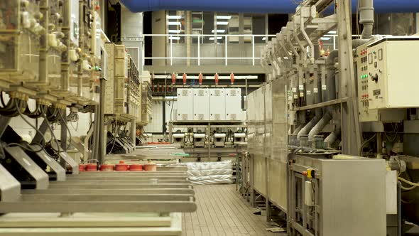 Vinyl record factory: place where laquers are being dipped into nickle baths