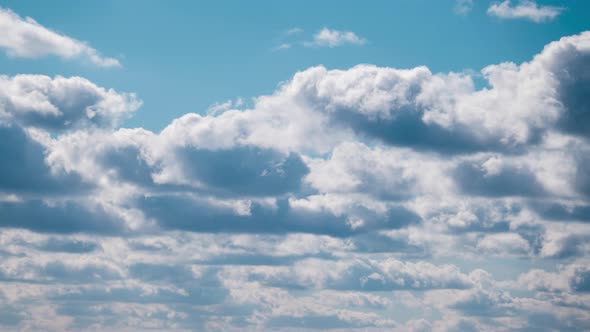 Timelapse of Cumulus Clouds Moves in Blue Dramatic Sky Cirrus Cloud Space