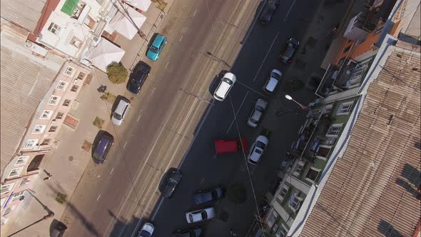 Top View of City Street with Cars in Daytime