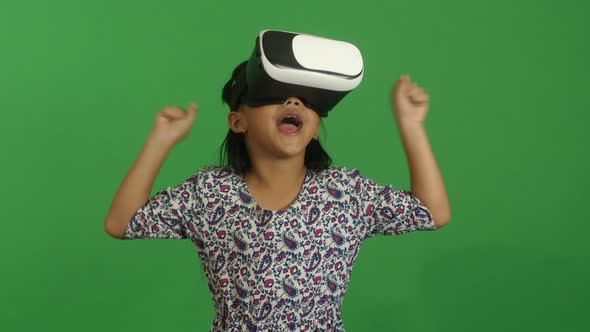 Happy Little Girl In Virtual Reality