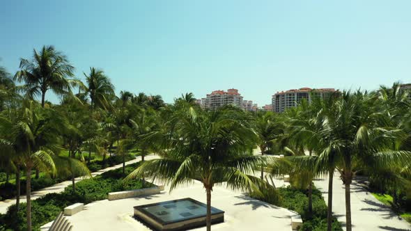 Aerial drone video reveal Miami Beach South Pointe Park