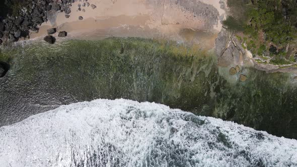 Aerial view of Gunung Kidul Tropical Beach in Indonesia