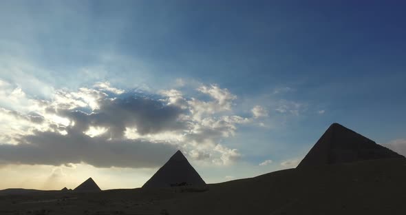 View of Giza pyramids in the evening