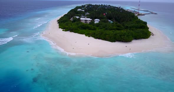 Natural birds eye abstract view of a white sand paradise beach and turquoise sea background in color