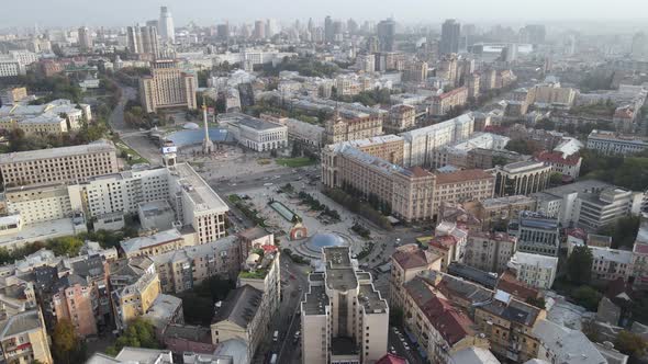 Cityscape of Kyiv, Ukraine. Aerial View, Slow Motion