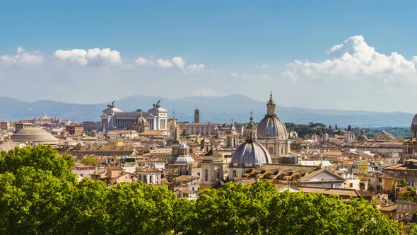 Time Lapse of Rome Skyline in Panoramic View