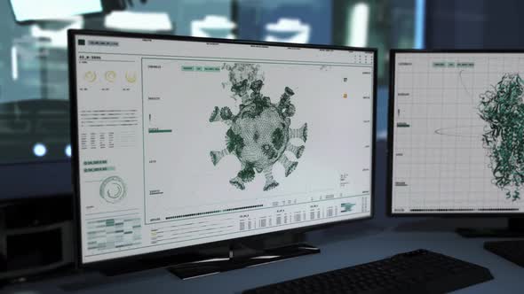 Computer checking the info on the coronavirus and detecting some matches alt