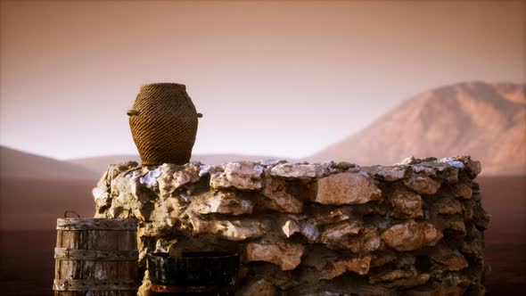 Old Stone Water Well in the Desert