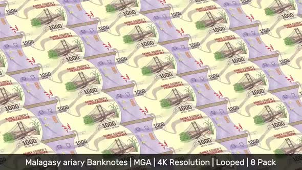 Madagascar Banknotes Money / Malagasy ariary / Currency Ar / MGA/ | 8 Pack | - 4K