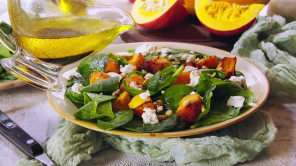 Roasted Pumpkin Salad with Spinach