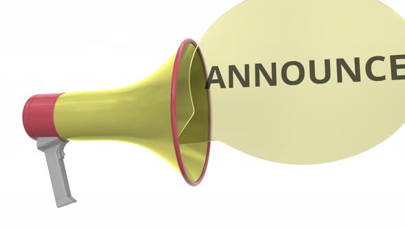 Yellow Megaphone with ANNOUNCE Text on Bubble