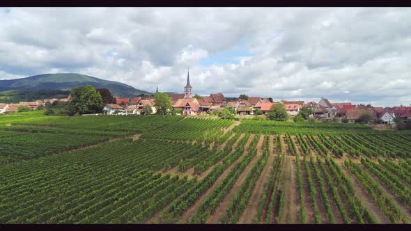 Mittelbergheim Alsace France Town Surrounded By Vineyards in Summer