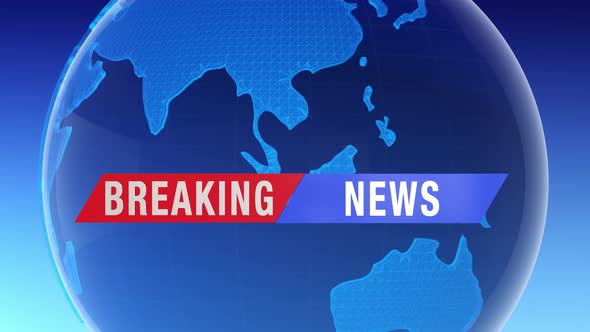 Breaking News Banner In Front Of A Digital Globe Network Looped A21 alt