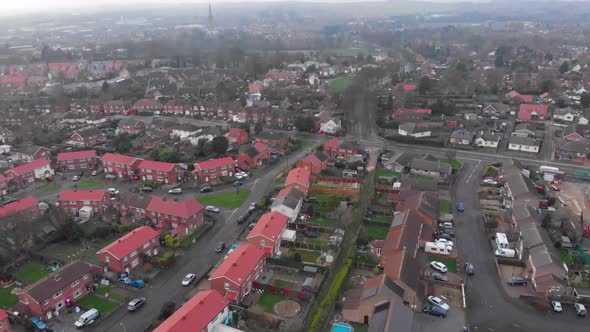 Grantham Drone Aerial Shot Panning Up and Forwards Lincolnshire and with St Wulfram Church