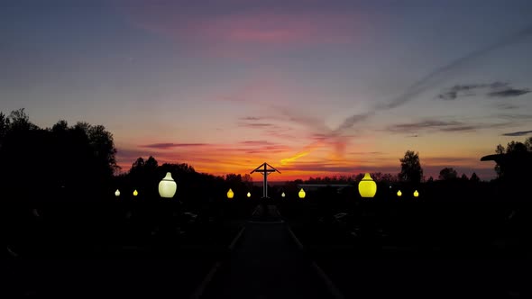 Sunset Landscape in the Cemetery