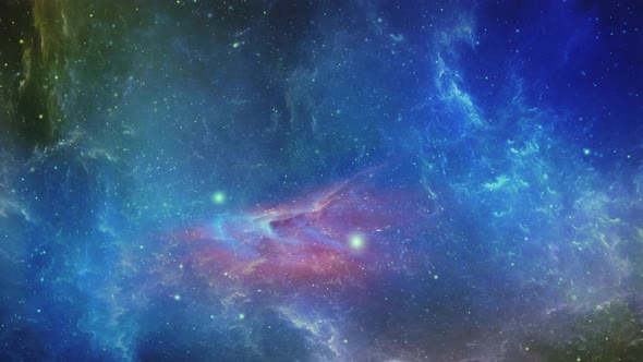 3D Animation of Flight Through Blue and Pink Outer Space Nebula