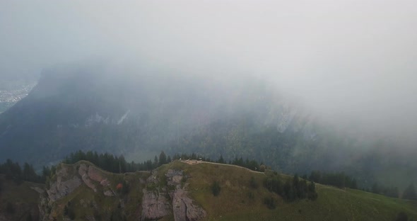 This Drone shot is taken from a mountain Top in Switzerland. The mountain is called Hirzli and is lo