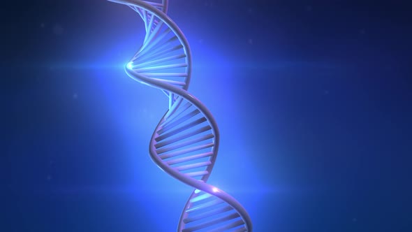 DNA Strand 3D Model On Blue Background 4K