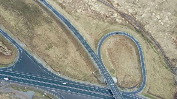 Spring Aerial Photography of a Traffic Intersection View of the Day of the Road Intersection From