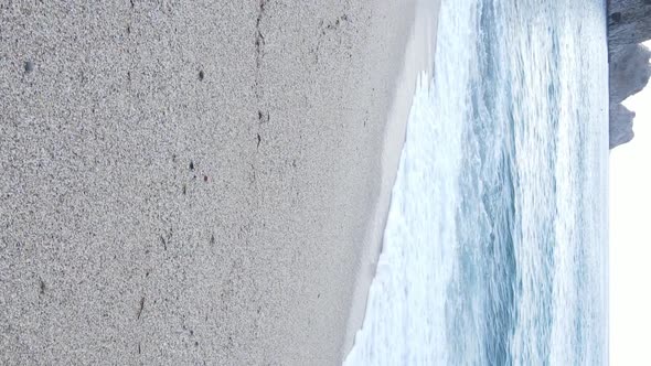 Vertical Video Sea Near the Coast  Closeup of the Coastal Seascape